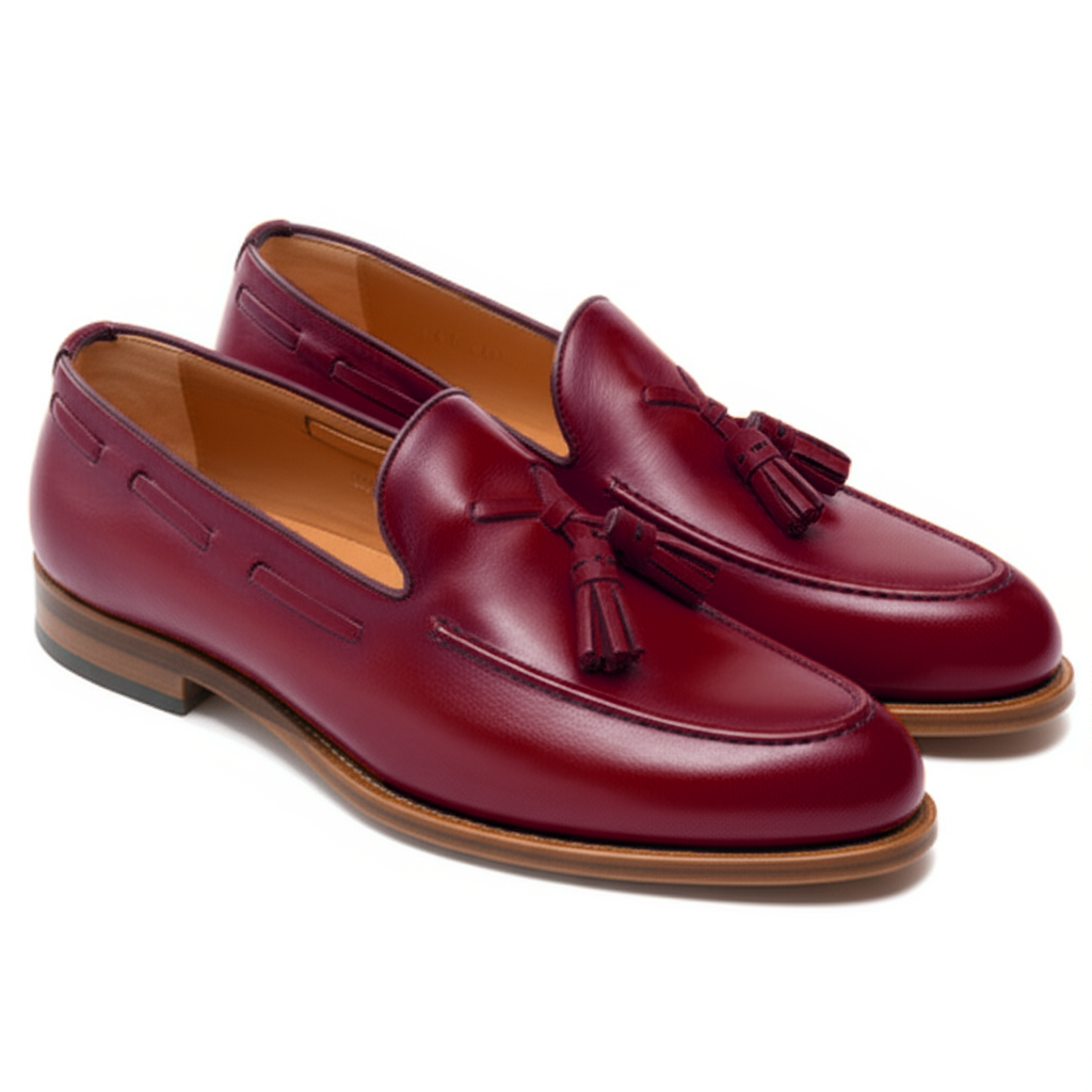 Burgundy Leather Barbican Tassel Loafers