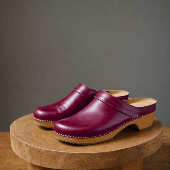 Burgundy Leather Celeste Calm Mule Loafers - Summer 2024 Collection
