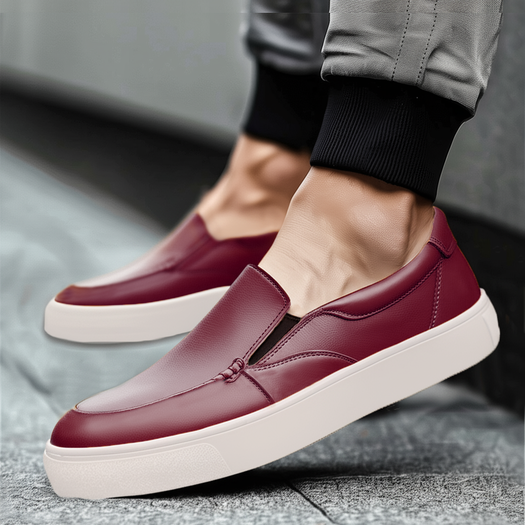 Burgundy Leather Wheat Whisper Slip On Sneakers  - Summer 2024 Collection