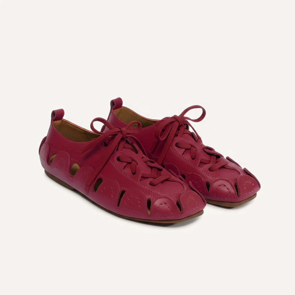 Burgundy Leather Amigo Lace-Up Sneakers