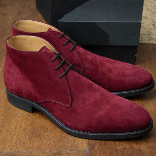 Burgundy Suede Leather Gabrovo Chukka Lace Up Boots