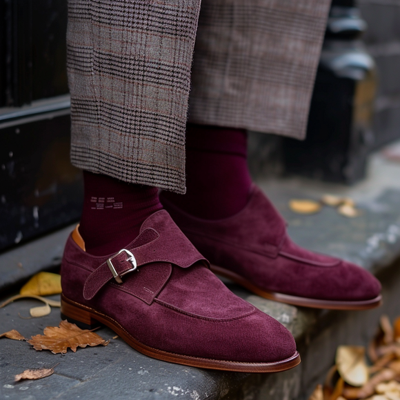 Burgundy Suede Virgilio Monk Straps