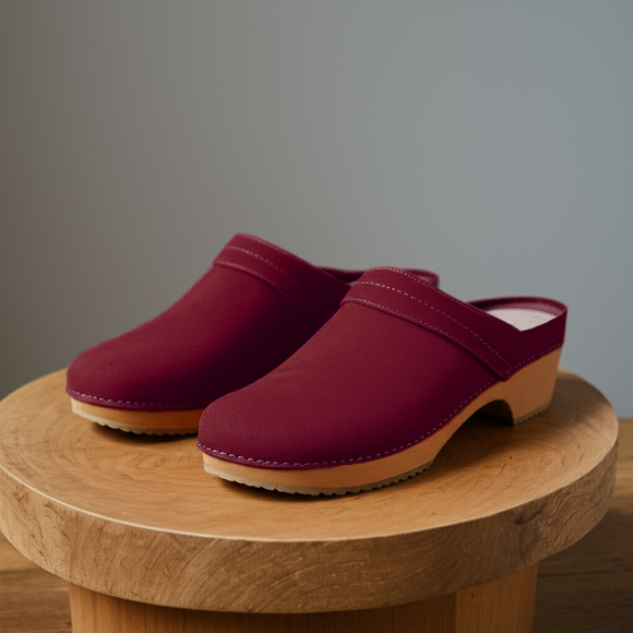 Burgundy Suede Leather Celeste Calm Mule Loafers - Summer 2024 Collection