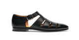 Black Leather Xenia Slip On Buckle Sandal Loafers