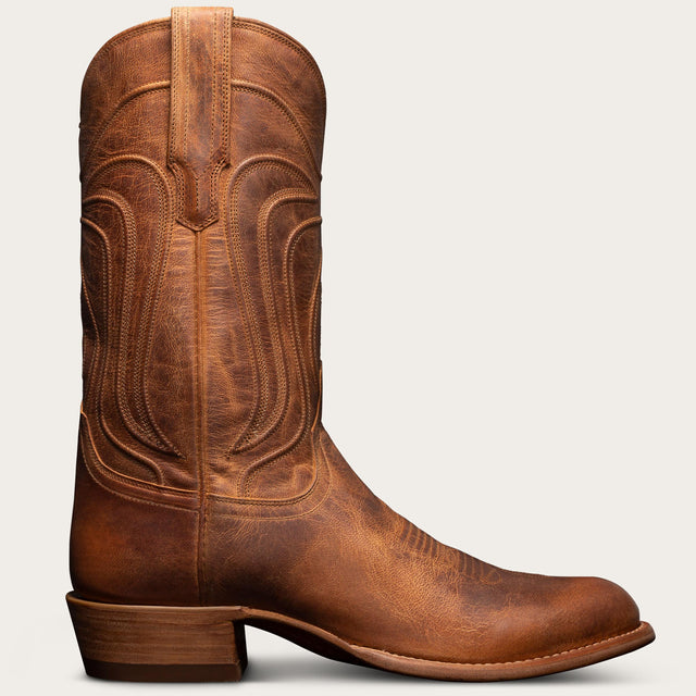 Height Increasing Tan Leather Renovaux Slip On Zipper Western Cowboy Boots - AW24