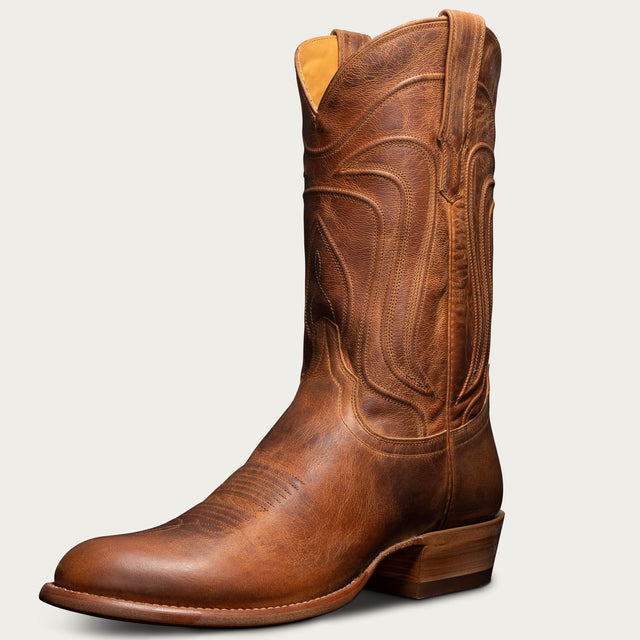 Height Increasing Tan Leather Renovaux Slip On Zipper Western Cowboy Boots - AW24
