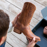 Tan Leather Renovaux Slip On Western Cowboy Boots - AW24