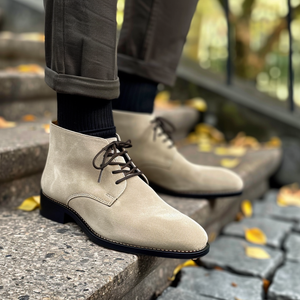 Beige Suede Cristiano Lace Up Chukka Boots