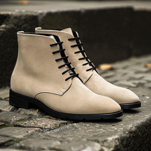 Beige Suede Enrico Lace Up Chukka Boots