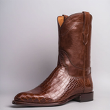 BROWN LEATHER RENOVAUX SLIP ON Zipper Western Cowboy Boots - AW24