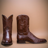 BROWN LEATHER RENOVAUX SLIP ON Zipper Western Cowboy Boots - AW24