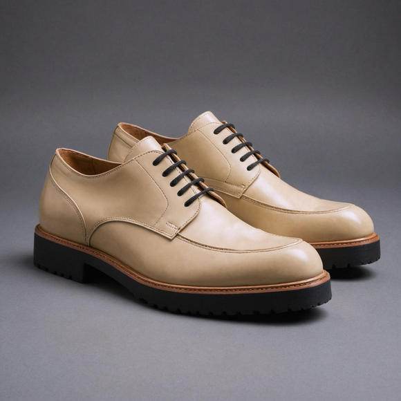 Cream Leather Orion Chunky Derby Shoes - SS23