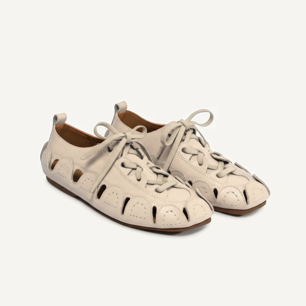 Cream Leather Amigo Lace-Up Sneakers