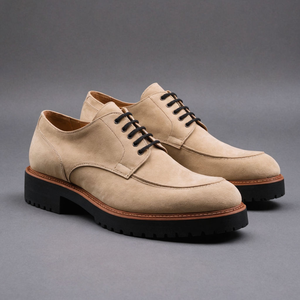 Cream Suede Leather Orion Chunky Derby Shoes - SS23