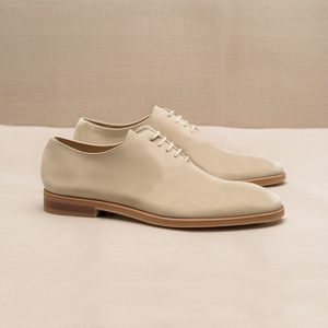 Cream Suede Leather Nandes Oxford Shoes