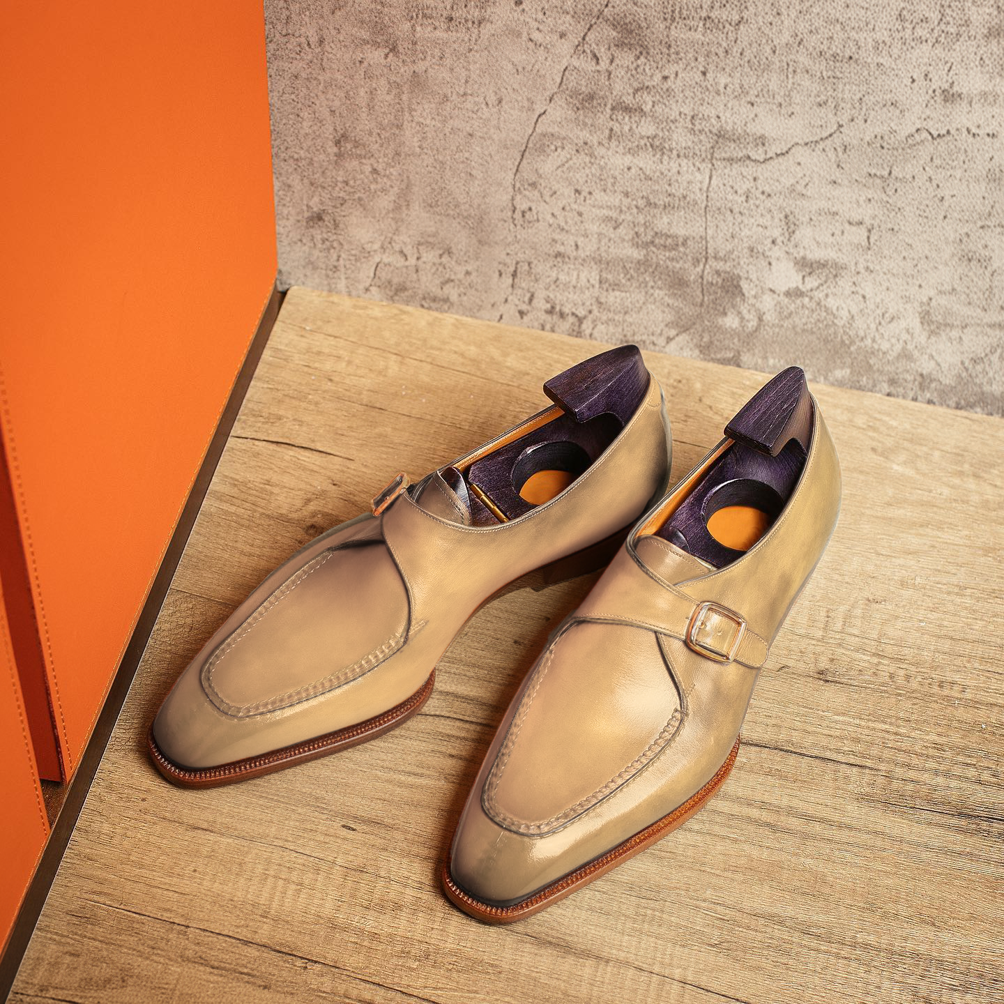 Cream Leather Algarve Single Monk Straps - AW24