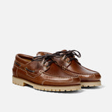 Brown Leather Inno With Tan Sole Boat Shoe