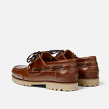 Brown Leather Inno With Tan Sole Boat Shoe