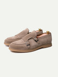 Beige Suede Leather Liberta Monk Straps