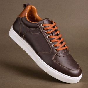 Dark Brown Leather with Low Top Swift Sneak Lace-Up Sneakers with White Sole - Summer 2024 Collection