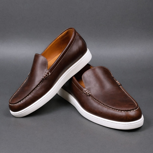 Brown Leather Magnus Slip On Sneakers