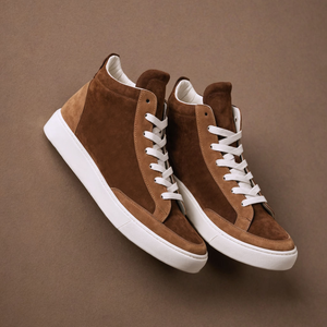 Tan & Brown Suede Leather Lace Up BlancWalk Sneakers  - Summer 2024 Collection