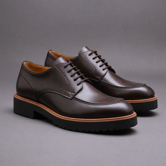 Dark Brown Leather Orion Chunky Derby Shoes - SS23