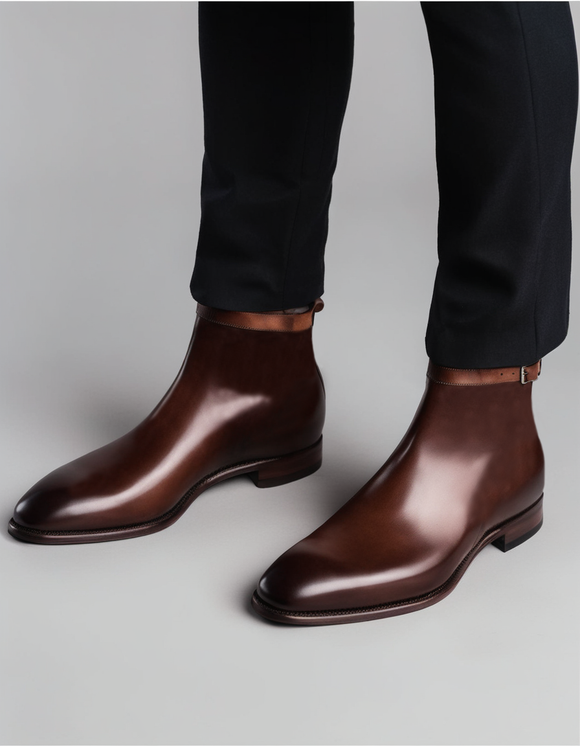 Dark Brown Leather Cracio Slip On Jodhpur Boots