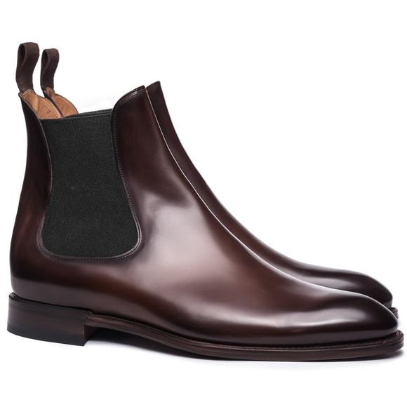 Flat Feet Shoes - Dark Brown Leather Fenland Slip On Chelsea Boots with Arch Support