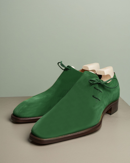 Green Suede Leather Camria Whole Cut Oxfords - Formal Shoes