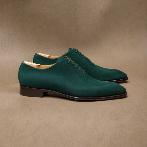 Dark Green Suede Leather Nandes Oxford Shoes