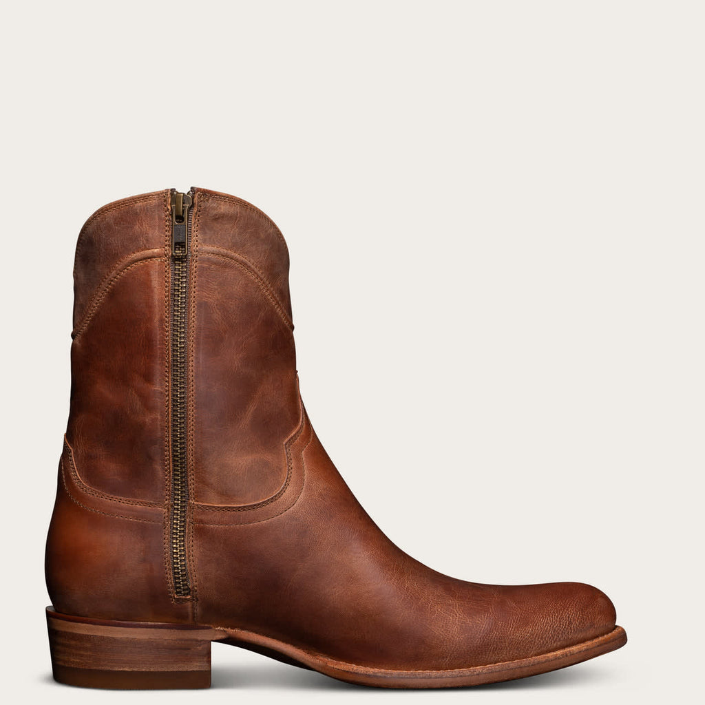 Tan Leather Barstow Slip On Zipper Western Cowboy Boots