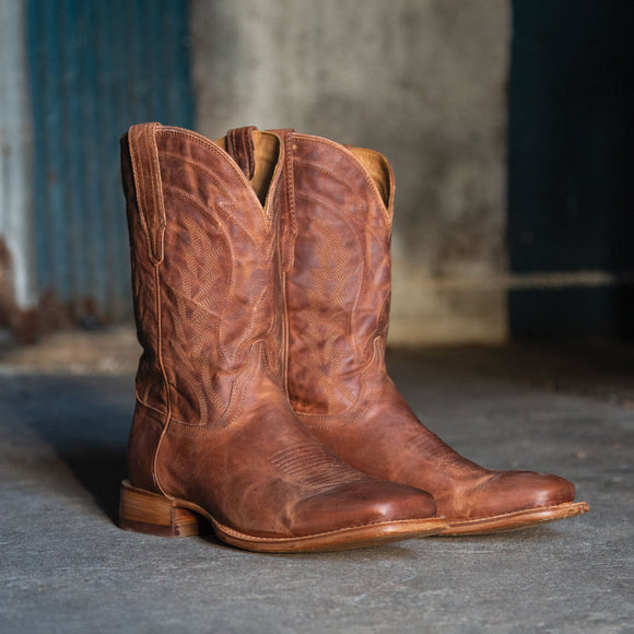 Tan Leather Fieldgate Slip On Western Cowboy Boots