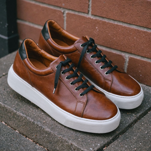 Brown Leather Crescenzio With Thick Sole Sneakers