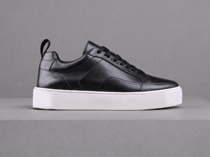 Black Leather Amelie Lace Up Sneakers - Summer 2024 Collection