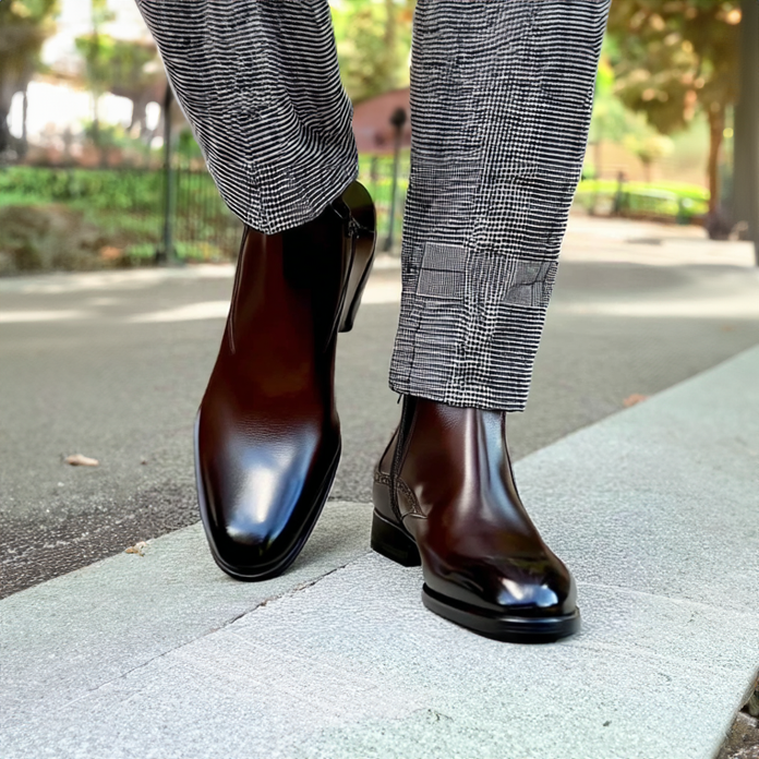 Brown Leather Beja Zipper Boots - ITALIAN AW26