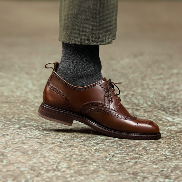 Tan Leather Wamria Brogue Wingtip Derby Shoes Formal Shoes AW24