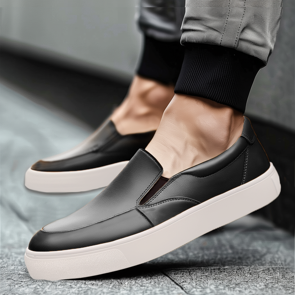 Black Leather Wheat Whisper Slip On Sneakers  - Summer 2024 Collection