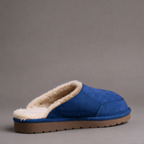 Blue Suede Leather Eliana Fur Lined Slippers