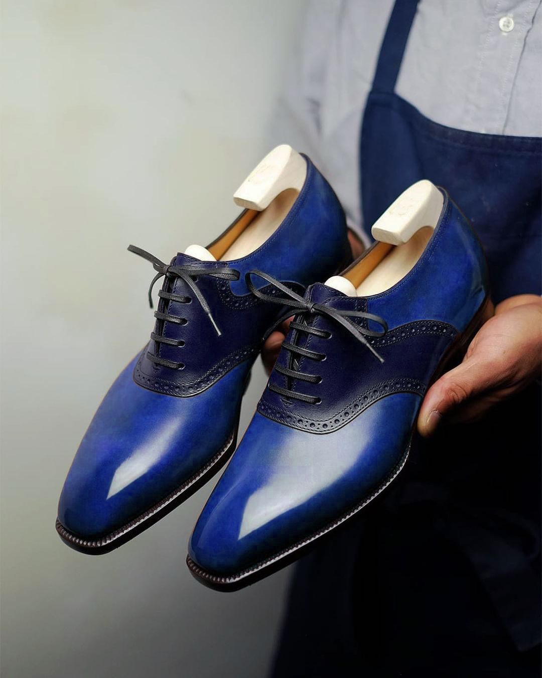 Blue Leather Elowen Brogue Oxfords - Formal Shoes - SS23