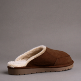 Brown Suede Leather Eliana Fur Lined Slippers