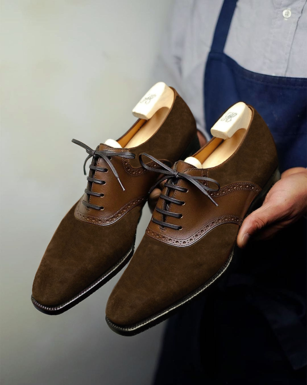 Brown Suede Leather Elowen Brogue Oxfords - Formal Shoes - SS23