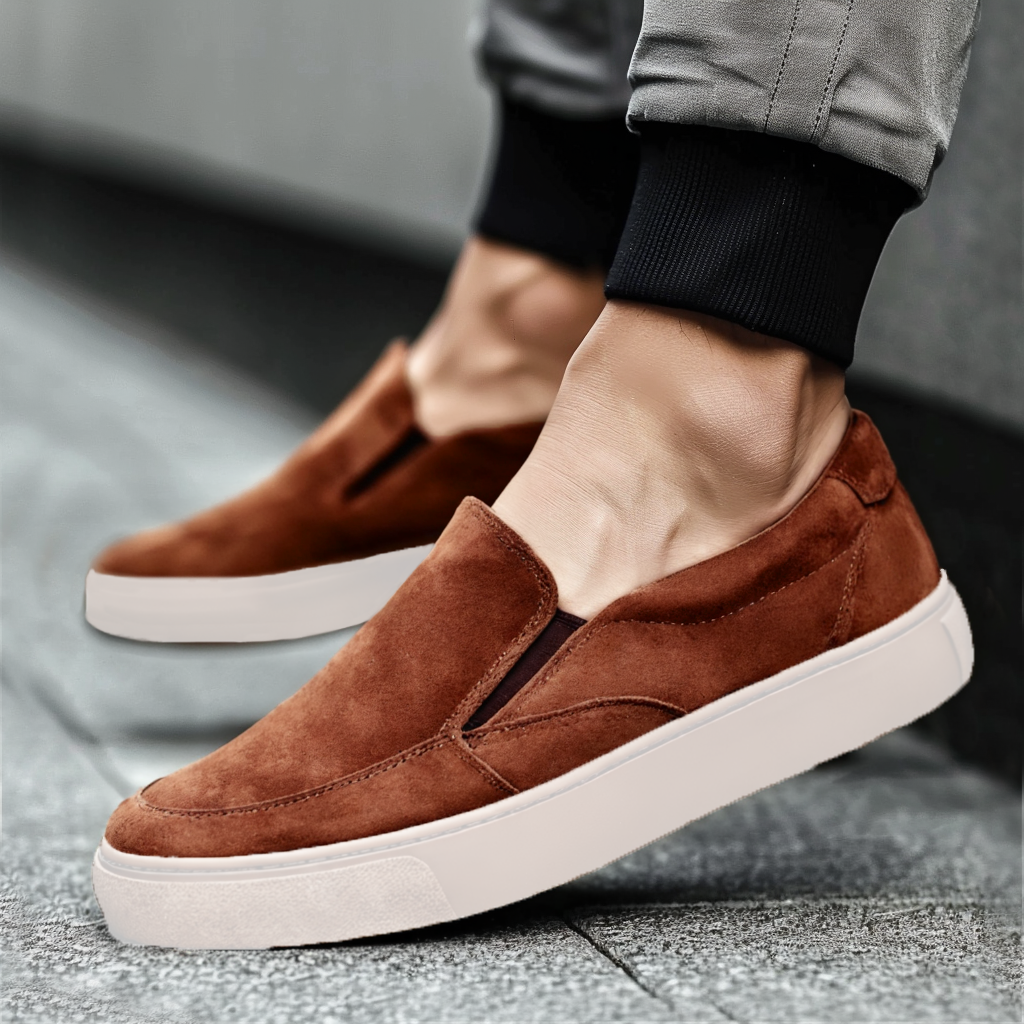 Brown Suede Leather Wheat Whisper Slip On Sneakers  - Summer 2024 Collection