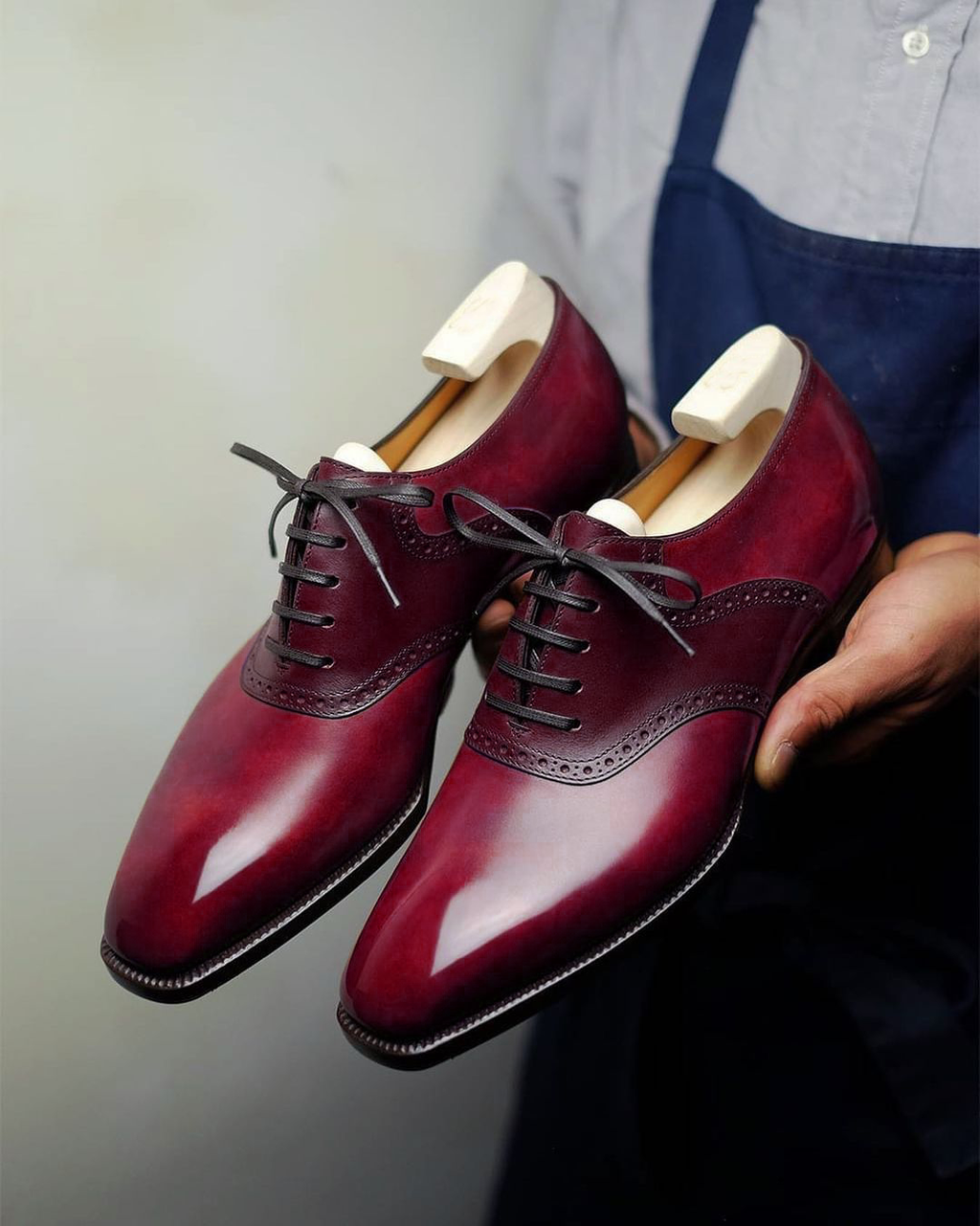 Burgundy Leather Elowen Brogue Oxfords - Formal Shoes - SS23