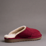 Burgundy Suede Leather Eliana Fur Lined Slippers