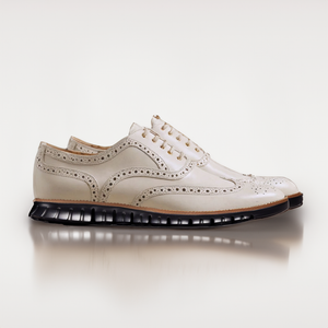 Cream Leather Everett Lace Up Oxfords with Black Hybrid Sole - SS23