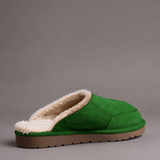 Green Suede Leather Eliana Fur Lined Slippers