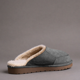 Grey Suede Leather Eliana Fur Lined Slippers