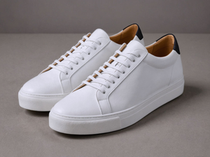 White Leather Sprint Lace-Up Sneakers with White Sole - Summer 2024 Collection