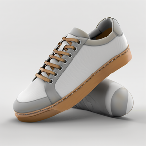 Grey & White Leathe Fresh Kicks Lace-Up Sneakers with Honey Colour Sole - Summer 2024 Collection